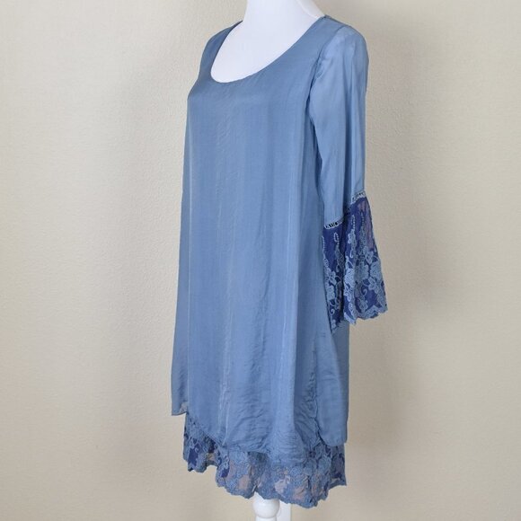 Pura Seta Bell Sleeve Layered Dress S - Picture 7 of 9